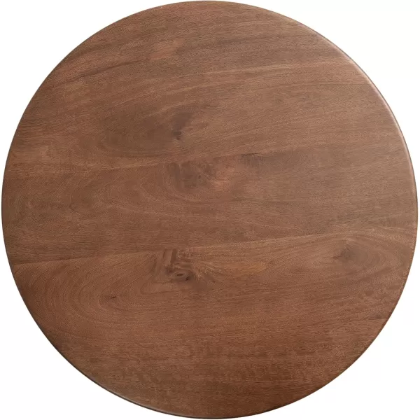 Kate and Laurel Solvay MidCentury Round Coffee Table for Living Room with Geometric Base and Mixed Materials Design 26x26x18 Walnut BrownGoldWalnut BrownGold