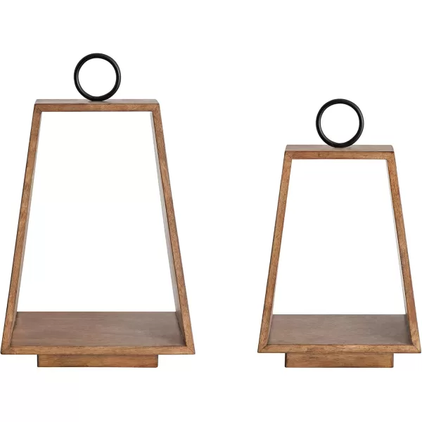 Kate and Laurel Stillright Farmhouse Candle Holders Set of 2 Rustic Brown Chic Modern Candle Lanterns for Decor