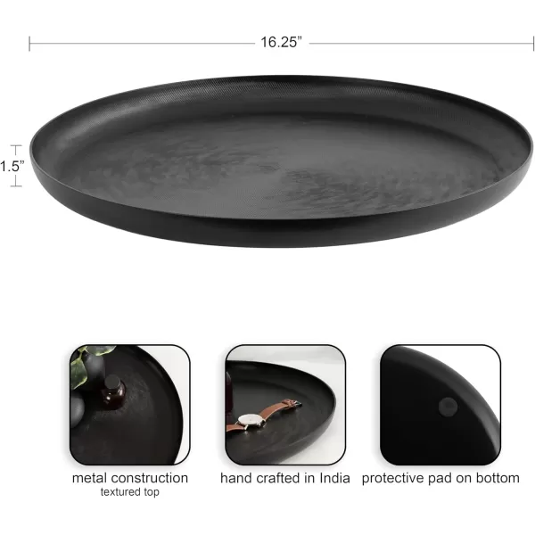 Kate and Laurel Stovring MidCentury Round Metal Tray 16 Inch Diameter Bronze Modern Tray for Serving Storage and DisplayBlack