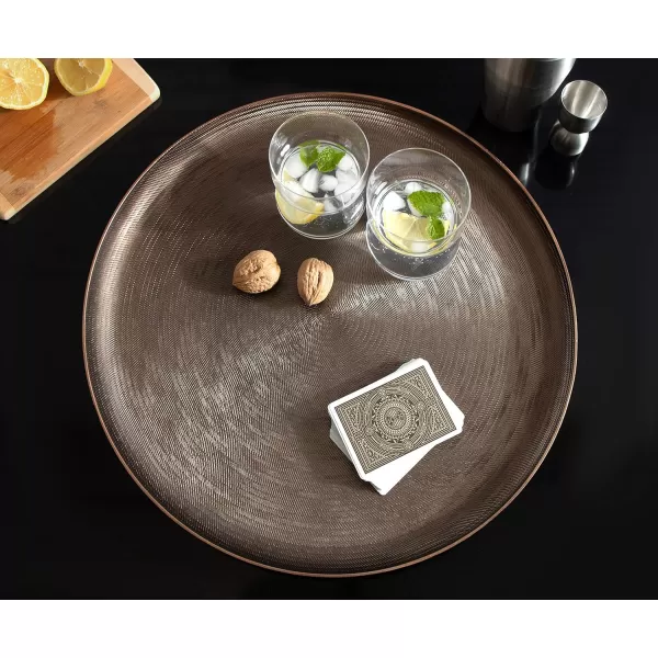Kate and Laurel Stovring MidCentury Round Metal Tray 16 Inch Diameter Bronze Modern Tray for Serving Storage and DisplayBronze