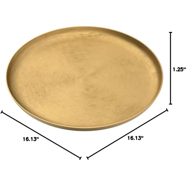 Kate and Laurel Stovring MidCentury Round Metal Tray 16 Inch Diameter Bronze Modern Tray for Serving Storage and DisplayGold