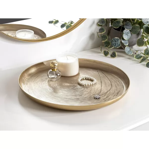 Kate and Laurel Stovring MidCentury Round Metal Tray 16 Inch Diameter Bronze Modern Tray for Serving Storage and DisplayGold