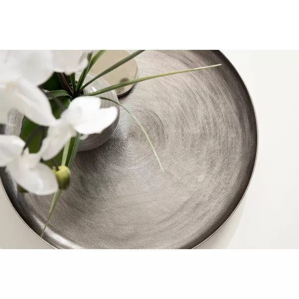 Kate and Laurel Stovring MidCentury Round Metal Tray 16 Inch Diameter Bronze Modern Tray for Serving Storage and DisplaySilver