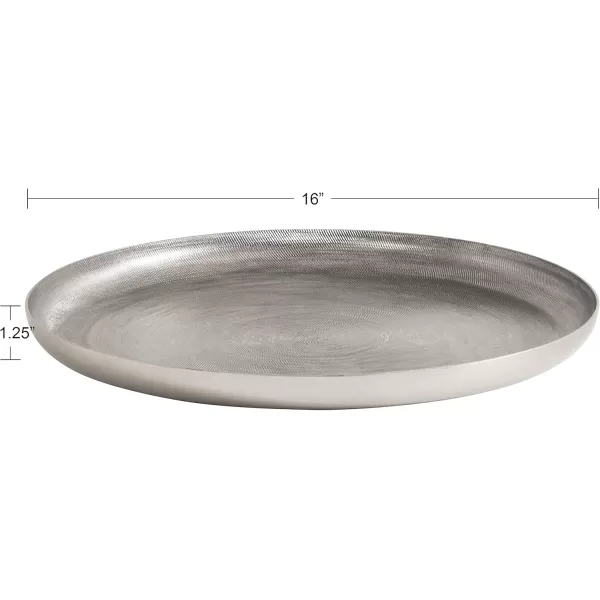 Kate and Laurel Stovring MidCentury Round Metal Tray 16 Inch Diameter Bronze Modern Tray for Serving Storage and DisplaySilver