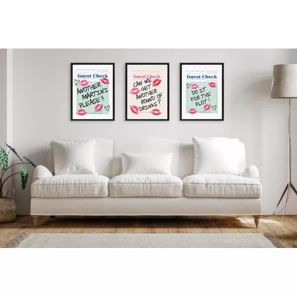 Kate and Laurel Sylvie Another Martini Guest Check Framed Canvas Wall Art by Alli Standefer 18x24 Bright Gold Bar Drink Decor Art for WallBlack