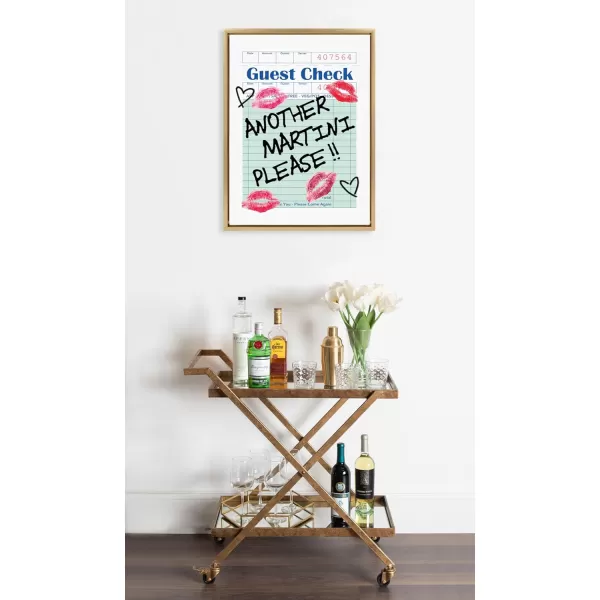 Kate and Laurel Sylvie Another Martini Guest Check Framed Canvas Wall Art by Alli Standefer 18x24 Bright Gold Bar Drink Decor Art for WallBright Gold