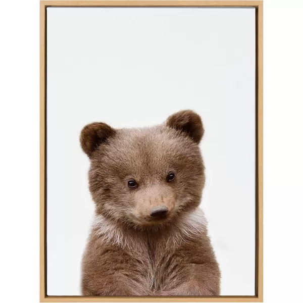 Kate and Laurel Sylvie Baby Bear Animal Print Portrait Framed Canvas Wall Art by Amy Peterson 18x24 NaturalNatural