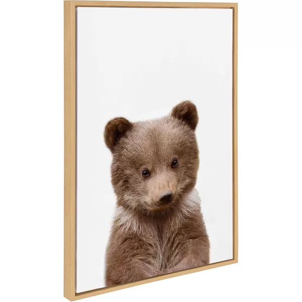 Kate and Laurel Sylvie Baby Bear Animal Print Portrait Framed Canvas Wall Art by Amy Peterson 18x24 NaturalNatural