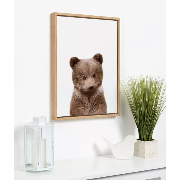 Kate and Laurel Sylvie Baby Bear Animal Print Portrait Framed Canvas Wall Art by Amy Peterson 18x24 NaturalNatural