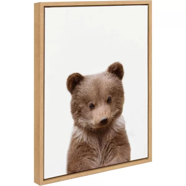 Kate and Laurel Sylvie Baby Bear Animal Print Portrait Framed Canvas Wall Art by Amy Peterson 18x24 NaturalNatural