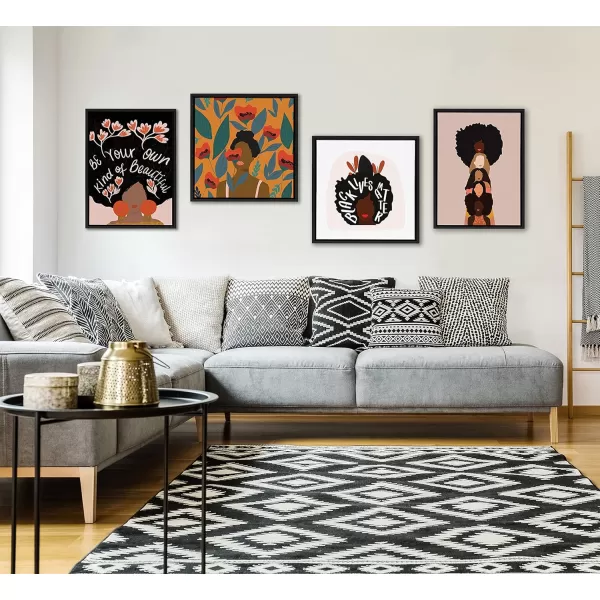 Kate and Laurel Sylvie Be Your Own Kind of Beautiful Framed Canvas Wall Art by Oris Eddu 18x24 Natural Decorative Inspirational Art for WallBlack