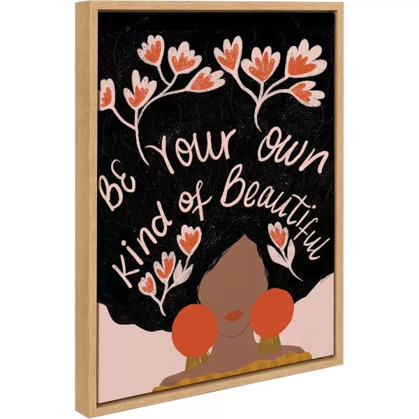 Kate and Laurel Sylvie Be Your Own Kind of Beautiful Framed Canvas Wall Art by Oris Eddu 18x24 Natural Decorative Inspirational Art for WallNatural