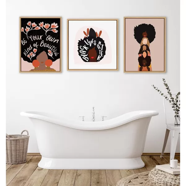 Kate and Laurel Sylvie Be Your Own Kind of Beautiful Framed Canvas Wall Art by Oris Eddu 18x24 Natural Decorative Inspirational Art for WallNatural