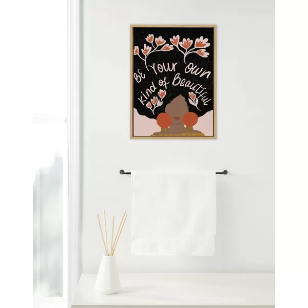 Kate and Laurel Sylvie Be Your Own Kind of Beautiful Framed Canvas Wall Art by Oris Eddu 18x24 Natural Decorative Inspirational Art for WallNatural