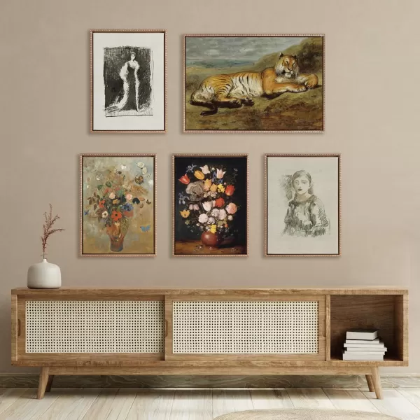 Kate and Laurel Sylvie Beaded Lady Meux Vintage Framed Canvas Wall Art by James McNeill 18x24 Gold Female Portrait Sketch Art for Wall