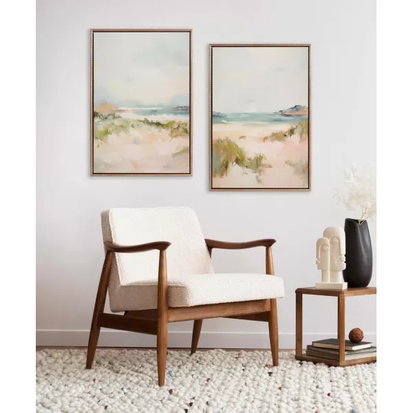 Kate and Laurel Sylvie Beaded Tranquil Landscape III and V Vintage Framed Canvas Wall Art Set by Amy Lighthall 2 Piece Set 23x33 Gold Abstract Nature Painting Art for WallGold