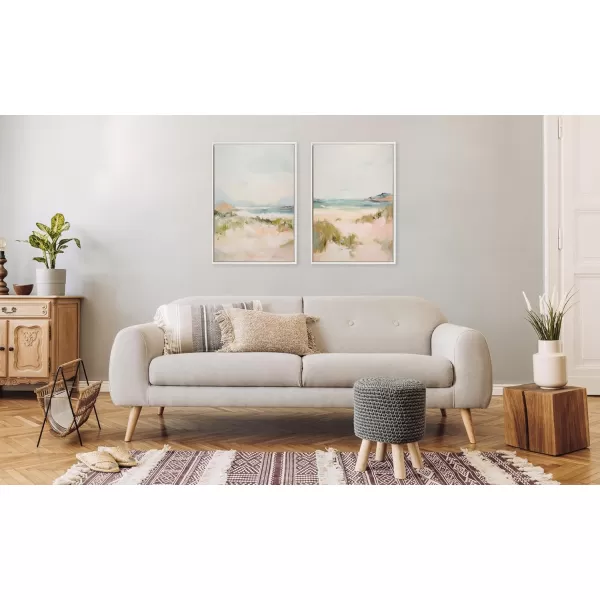 Kate and Laurel Sylvie Beaded Tranquil Landscape III and V Vintage Framed Canvas Wall Art Set by Amy Lighthall 2 Piece Set 23x33 Gold Abstract Nature Painting Art for WallWhite