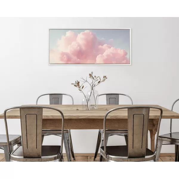 Kate and Laurel Sylvie Beaded Vintage Pink Cotton Candy Clouds Mountain Landscape Vintage Framed Canvas Wall Art by The Creative Bunch Studio 315x415 White Pink Sunset Clouds Art for WallWhite