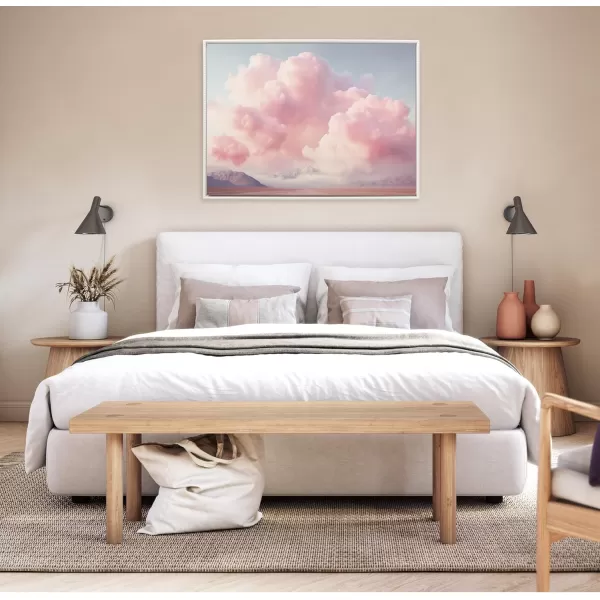 Kate and Laurel Sylvie Beaded Vintage Pink Cotton Candy Clouds Mountain Landscape Vintage Framed Canvas Wall Art by The Creative Bunch Studio 315x415 White Pink Sunset Clouds Art for WallWhite