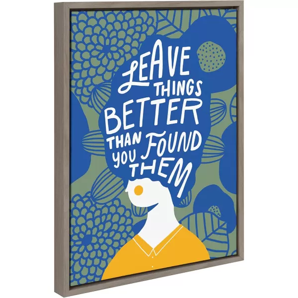 Kate and Laurel Sylvie Better Framed Canvas Wall Art by Keely Reyes 18x24 Gray Motivational Conservation Art for Wall