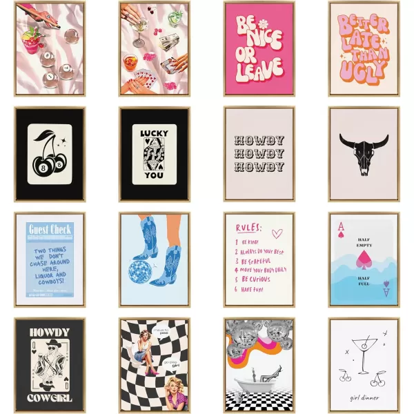 Kate and Laurel Sylvie Better Late Than Ugly PinkOrange Framed Canvas Wall Art by Honey Island Studio 18x24 Bright Gold Cute Pink Quote Art for Wall