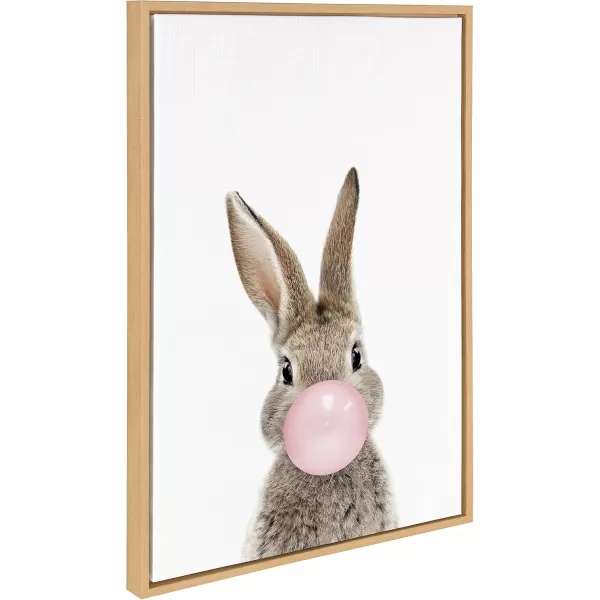 Kate and Laurel Sylvie Bubble Gum Bunny Framed Canvas Wall Art by Amy Peterson Art Studio 18x24 GrayNatural