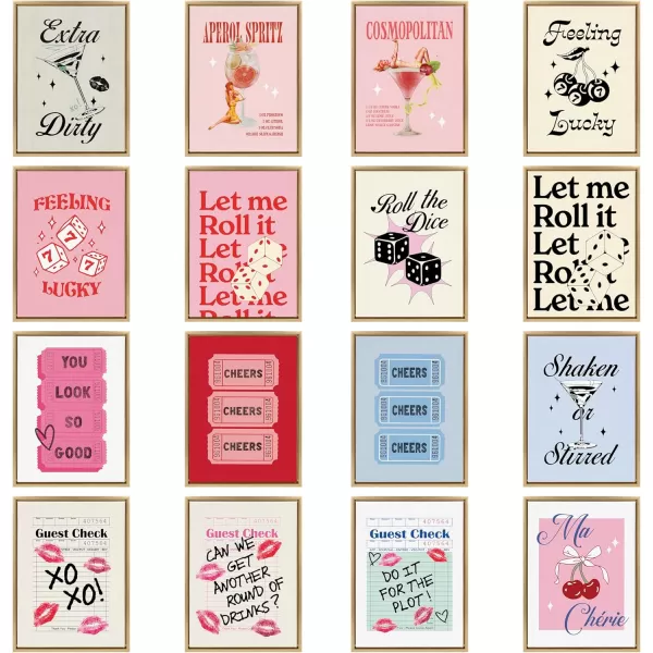 Kate and Laurel Sylvie Cheers Pink Red Ticket Framed Canvas Wall Art by Alli Standefer 18x24 Bright Gold Admission Ticket Art for Wall