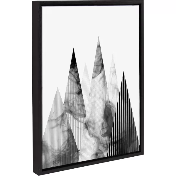 Kate and Laurel Sylvie Contemporary Mountains Framed Canvas Wall Art by Simon Te of Tai Prints 18x24 Black Modern Geometric Art for Wall