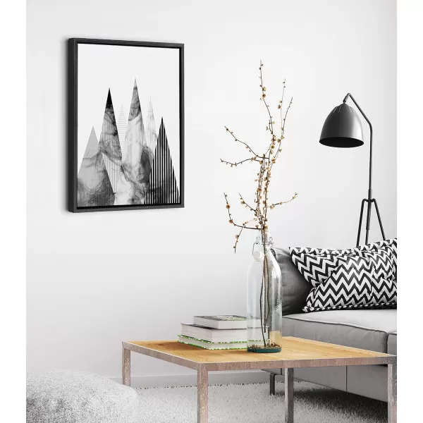 Kate and Laurel Sylvie Contemporary Mountains Framed Canvas Wall Art by Simon Te of Tai Prints 18x24 Black Modern Geometric Art for Wall