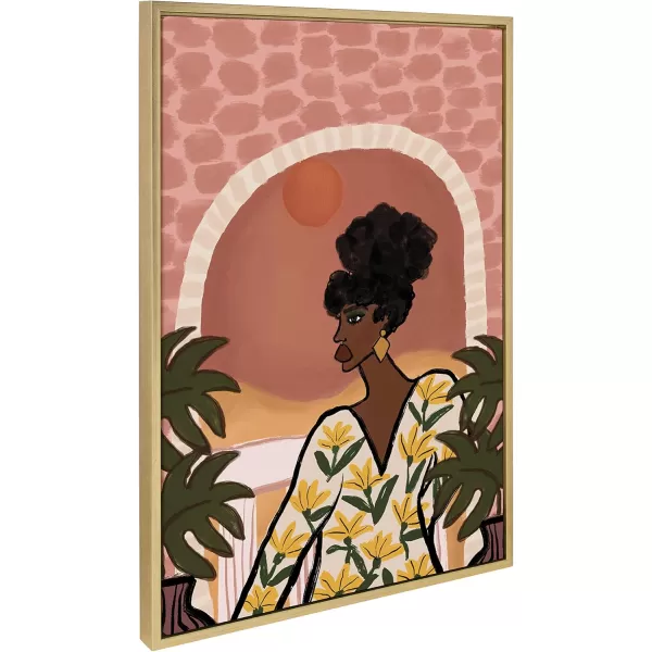 Kate and Laurel Sylvie Desert Wanderer Lady Framed Canvas Wall Art by Kendra Dandy of Bouffants and Broken Hearts 23x33 Gold Powerful Abstract Art for WallGold