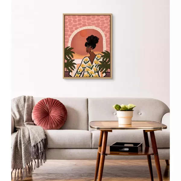 Kate and Laurel Sylvie Desert Wanderer Lady Framed Canvas Wall Art by Kendra Dandy of Bouffants and Broken Hearts 23x33 Gold Powerful Abstract Art for WallNatural