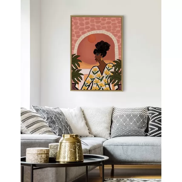 Kate and Laurel Sylvie Desert Wanderer Lady Framed Canvas Wall Art by Kendra Dandy of Bouffants and Broken Hearts 23x33 Gold Powerful Abstract Art for WallGold