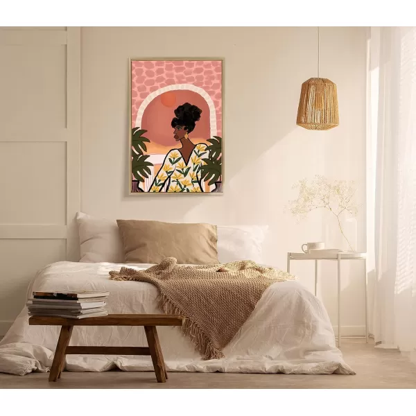 Kate and Laurel Sylvie Desert Wanderer Lady Framed Canvas Wall Art by Kendra Dandy of Bouffants and Broken Hearts 23x33 Gold Powerful Abstract Art for WallGold