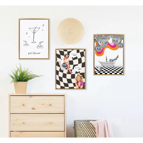 Kate and Laurel Sylvie Disco Bathtub Framed Canvas Wall Art by Honey Island Studio 18x24 Bright Gold Colorful Glam Bathroom Art for Wall