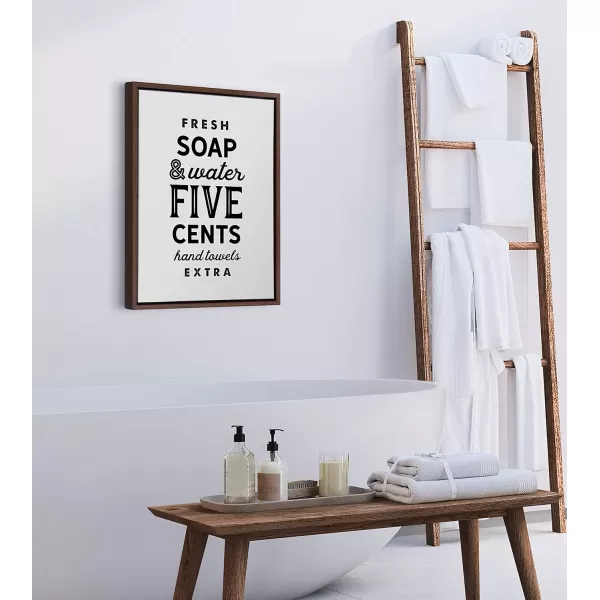 Kate and Laurel Sylvie Fresh Soap White Framed Canvas Wall Art by Maggie Price of Hunt and Gather Goods 18x24 Walnut Brown Decorative Vintage MidCentury Art for WallBrown