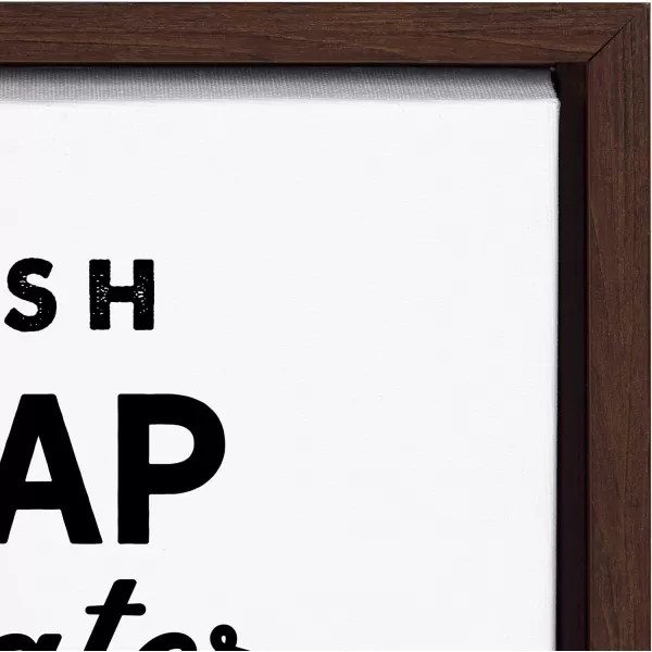 Kate and Laurel Sylvie Fresh Soap White Framed Canvas Wall Art by Maggie Price of Hunt and Gather Goods 18x24 Walnut Brown Decorative Vintage MidCentury Art for WallBrown