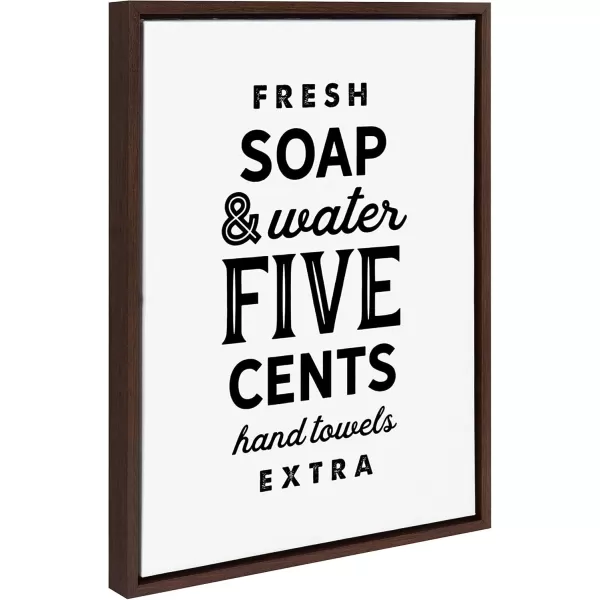 Kate and Laurel Sylvie Fresh Soap White Framed Canvas Wall Art by Maggie Price of Hunt and Gather Goods 18x24 Walnut Brown Decorative Vintage MidCentury Art for WallBrown