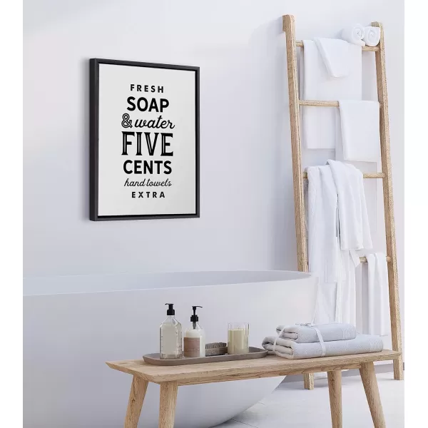 Kate and Laurel Sylvie Fresh Soap White Framed Canvas Wall Art by Maggie Price of Hunt and Gather Goods 18x24 Walnut Brown Decorative Vintage MidCentury Art for WallBlack
