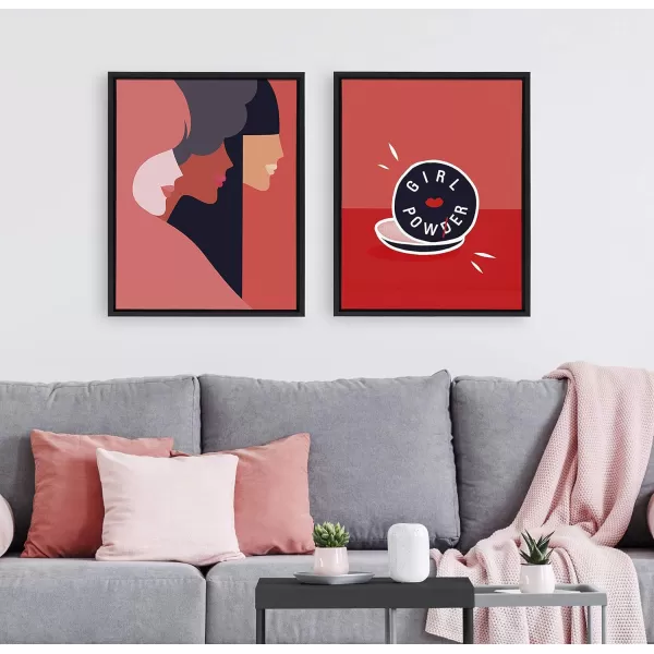 Kate and Laurel Sylvie Girl Power Framed Canvas Wall Art by Dominique Vari 18x24 Black Inspirational Wall Decor