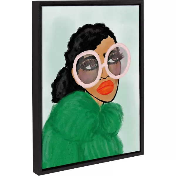 Kate and Laurel Sylvie Green Coat Framed Canvas Wall Art by Kendra Dandy 18x24 Black Chic Vibrant Home DecorBlack