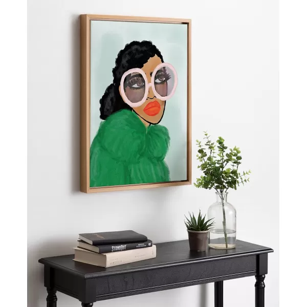 Kate and Laurel Sylvie Green Coat Framed Canvas Wall Art by Kendra Dandy 18x24 Black Chic Vibrant Home DecorNatural