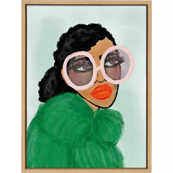 Kate and Laurel Sylvie Green Coat Framed Canvas Wall Art by Kendra Dandy 18x24 Black Chic Vibrant Home DecorNatural