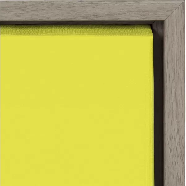 Kate and Laurel Sylvie Less I Care Happier I am in Yellow and Pink Framed Canvas Wall Art by Apricot and Birch 18x24 Gray Chic Inspirational Art for Wall