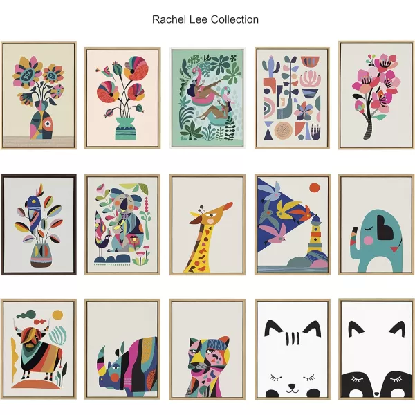 Kate and Laurel Sylvie MidCentury Modern Tiger and Bird Framed Canvas Wall Art by Rachel Lee of My Dream Wall 18x24 Gray Chic Animal Art Print for Wall