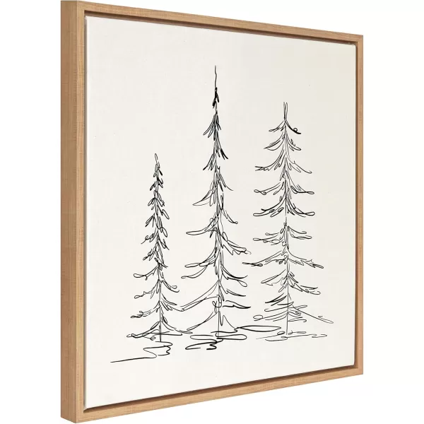 Kate and Laurel Sylvie Minimalist Evergreen Trees Sketch BW Framed Canvas Wall Art by The Creative Bunch Studio 18x40 Gray Minimal Christmas Tree Art for WallNatural