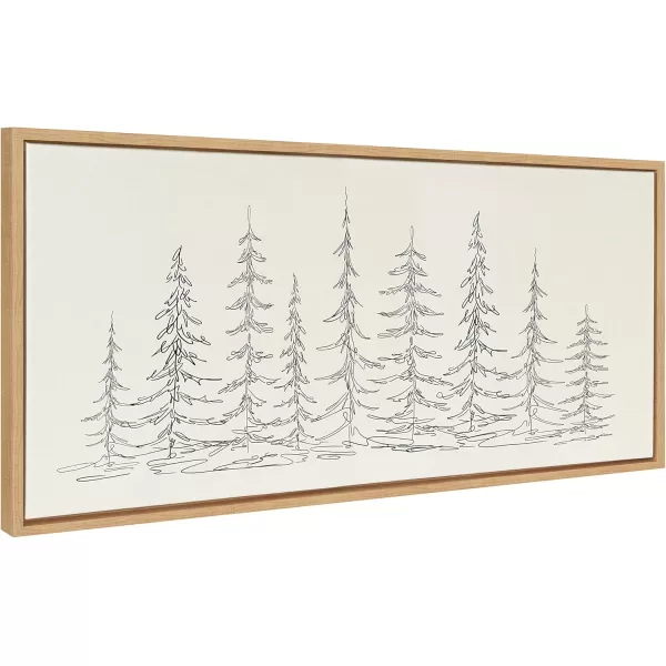 Kate and Laurel Sylvie Minimalist Evergreen Trees Sketch BW Framed Canvas Wall Art by The Creative Bunch Studio 18x40 Gray Minimal Christmas Tree Art for WallNatural