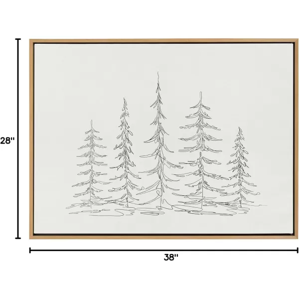 Kate and Laurel Sylvie Minimalist Evergreen Trees Sketch BW Framed Canvas Wall Art by The Creative Bunch Studio 18x40 Gray Minimal Christmas Tree Art for WallNatural