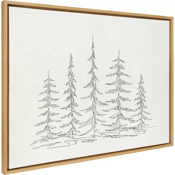 Kate and Laurel Sylvie Minimalist Evergreen Trees Sketch BW Framed Canvas Wall Art by The Creative Bunch Studio 18x40 Gray Minimal Christmas Tree Art for WallNatural