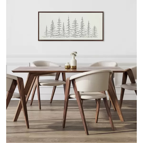 Kate and Laurel Sylvie Minimalist Evergreen Trees Sketch BW Framed Canvas Wall Art by The Creative Bunch Studio 18x40 Gray Minimal Christmas Tree Art for WallBrown