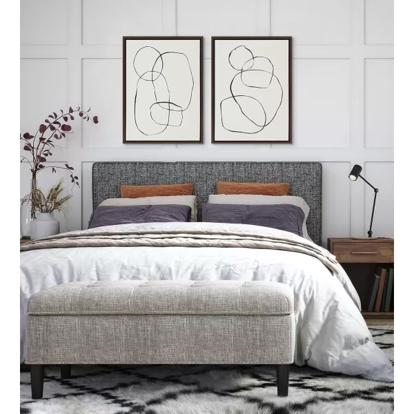 Kate and Laurel Sylvie Modern Circles and Going in Circles Framed Linen Textured Canvas Wall Art Set by Teju Reval of SnazzyHues 2 Piece 23x33 Black Decorative Abstract Art Prints for WallWalnut Brown